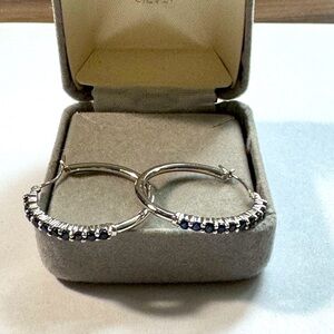 Sapphire sterling silver hoop earrings